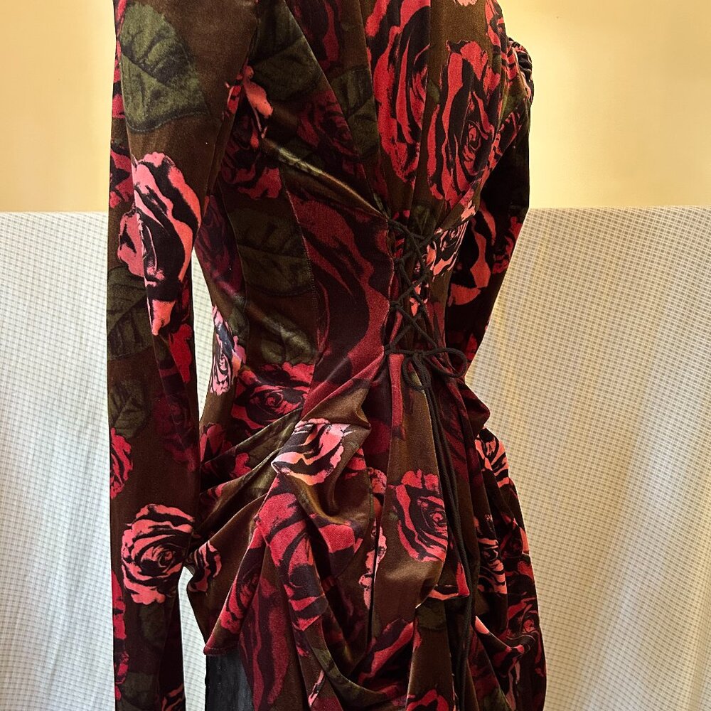 Vintage Y2K Betsey Johnson Velvet Floral Bustle Top - Picture 9 of 15